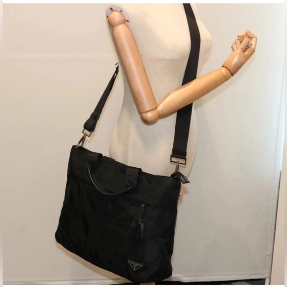 PRADA Tessuto Nylon w Calfskin Handles 2 Way Tote Bag - Picture 2 of 15